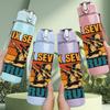 1PC Retro Six Seven Bruh Text Pattern 750ml Color Plastic Sports Water Bottle Leakproof Flip Straw Lid Suitable for Sports Office Home Use
