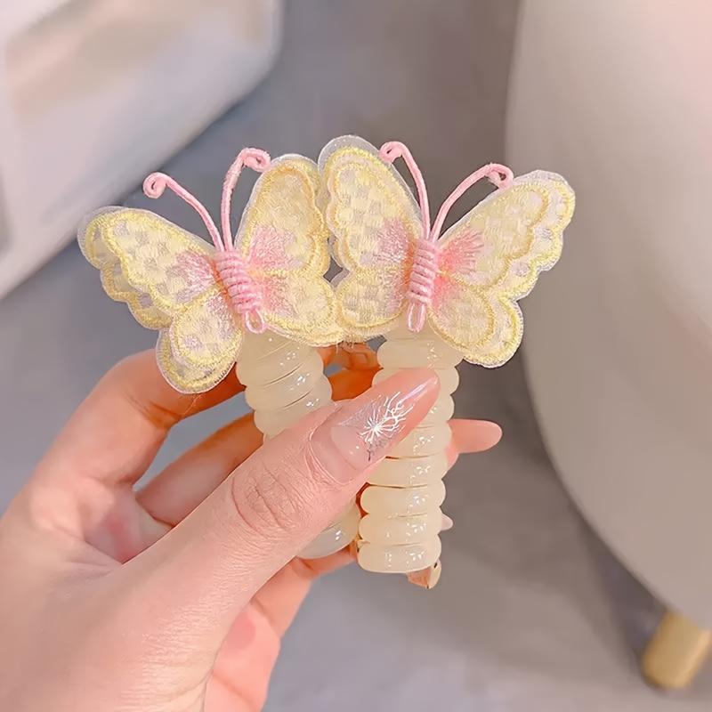 10pcs Cute and Sweet Butterfly 's Telephone Line Hair Bands, Gentle and Versatile 5 Color Butterfly Set Hairpins, for Daily Versatile Hair Accessories