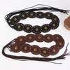 Bohemian Oval Disc Waist Belt PU Leather Selftied Belt Adjustable Waist Strap For Women Girl Daily Outfit Stage Wear