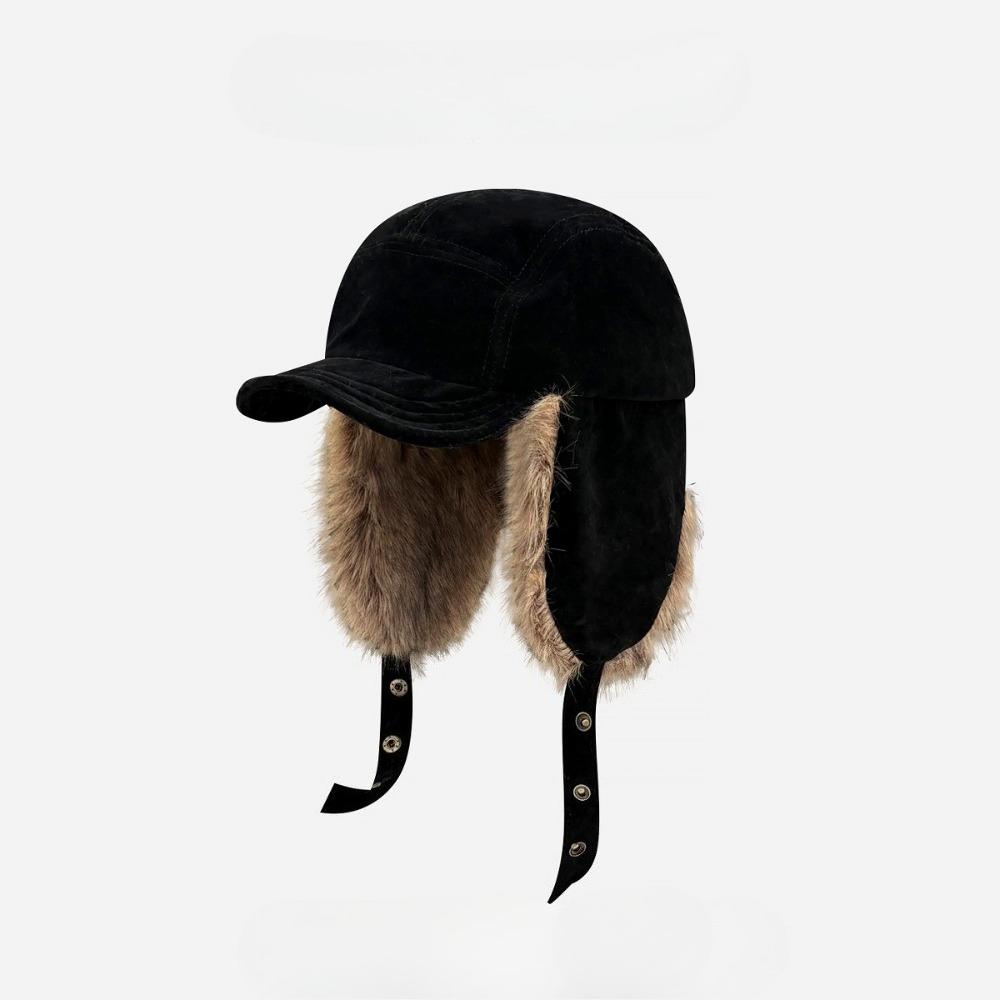 Suede Lei Feng Hat Women's Autumn and Winter Warm and Coldproof Plush Ear Protection Hat Outdoor Cycling Plus Velvet Flying Hats