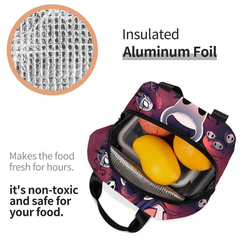 Hollow Knight Funny Games Insulated Lunch Bags Food Container Bags Portable Cooler Thermal Lunch Boxes For Work