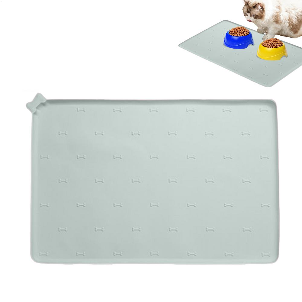 Pet Feeding Mat Kitten Food Pad 23.6 X 15.7 Inch Silicone Non-Slip Foldable Fast Drying Anti-Spill Pet Feeding Pad For Dogs Cats