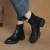 Fashion 2024 Winter Women Boots SheepSkin Women Shoes Round Toe Chunky Heel Short Boots Genuine Leather Ladies Thick Velvet Snow Boots