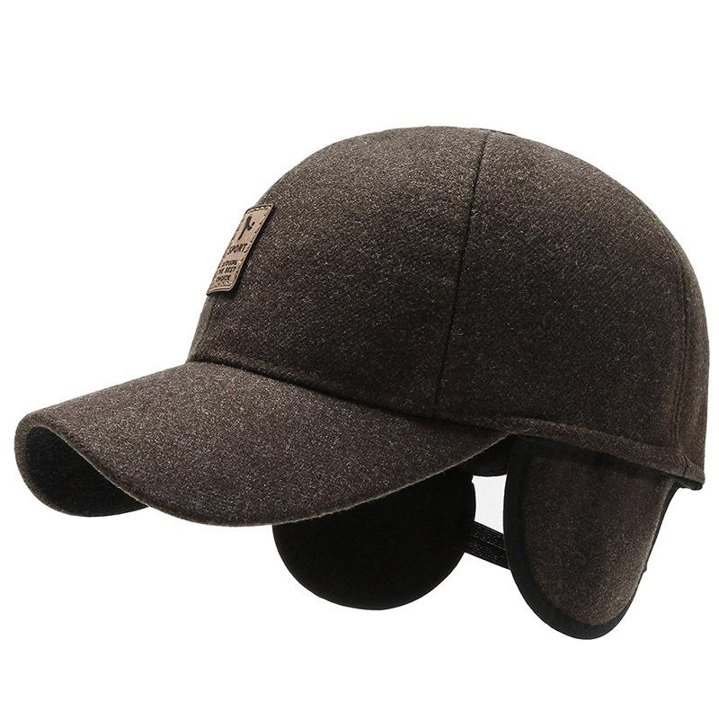 Hat Men's Autumn and Winter Old Man Warm Ear Protector Baseball Cap Winter Simple and Versatile Grandpa Cap