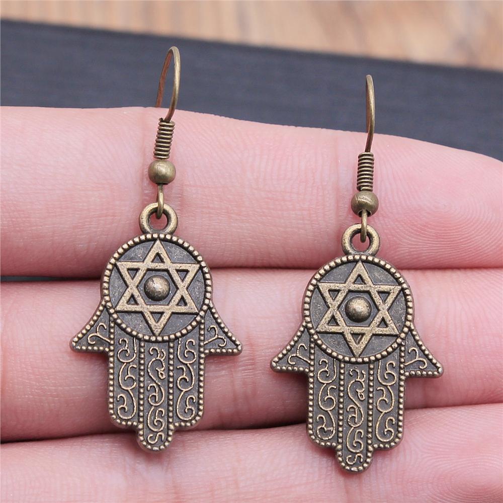 Vintage Neue Mode Einfach Judentum Menora Davidstern Charmante Hängeohrringe Für Dame Damen Schmuck Geschenk