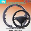 Maßgeschneiderte Carbonfaser-Leder-Lenkradabdeckung für Tesla Model S 2009-2018 Modell X 2012-2018 Wildleder Autozubehör