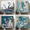 Oktopus Meeres Duschvorhänge Badevorhang 180*180cm Wasserdicht Badezimmer Heimdekoration Waschbarer Stoff Badezimmer Sichtschutz Mit 12 Haken