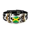 Factory National Country Flag Design Bracelet Crystal Bead Snap Button Sports National Team Jewelry Gift Leather Wrap Bracelet