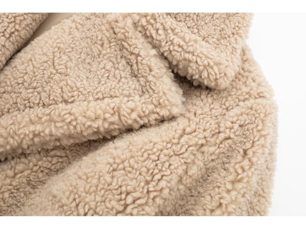 Doppelreihiger Wollfleece-Mantel - Dicke warme Herbst-/Winter-Überbekleidung für europäische und amerikanische Märkte (1255700)