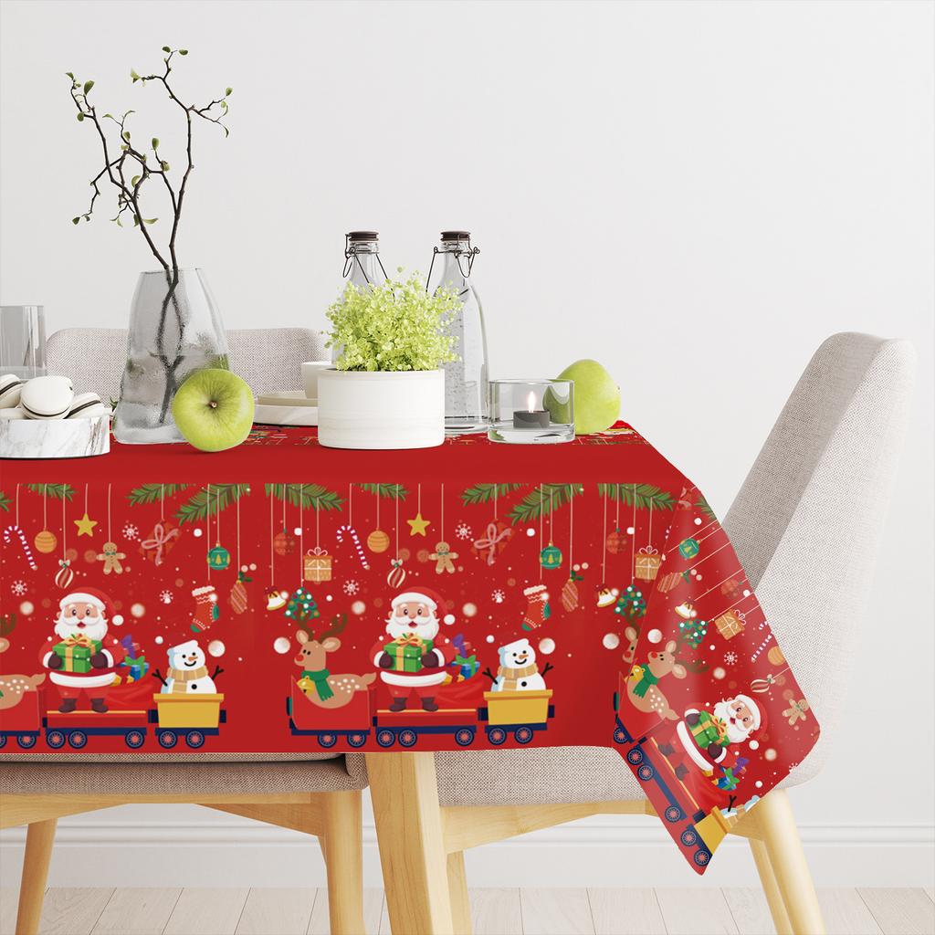 Christmas Theme, Disposable Pe Tablecloth, Christmas Thickened And Durable, Suitable For Christmas Party/Picnic/Household