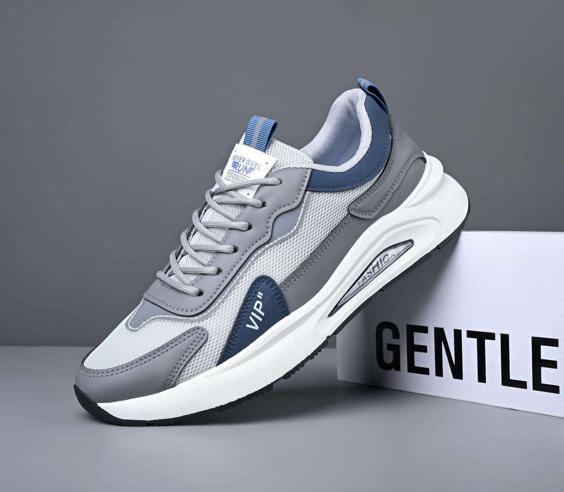 

Мужская обувь сетчатые спортивные кроссовки на шнуровке дышащие повседневные кроссовки модные мягкие подошвы нескользящие резиновые подошвы Zapatos лето 44 серый