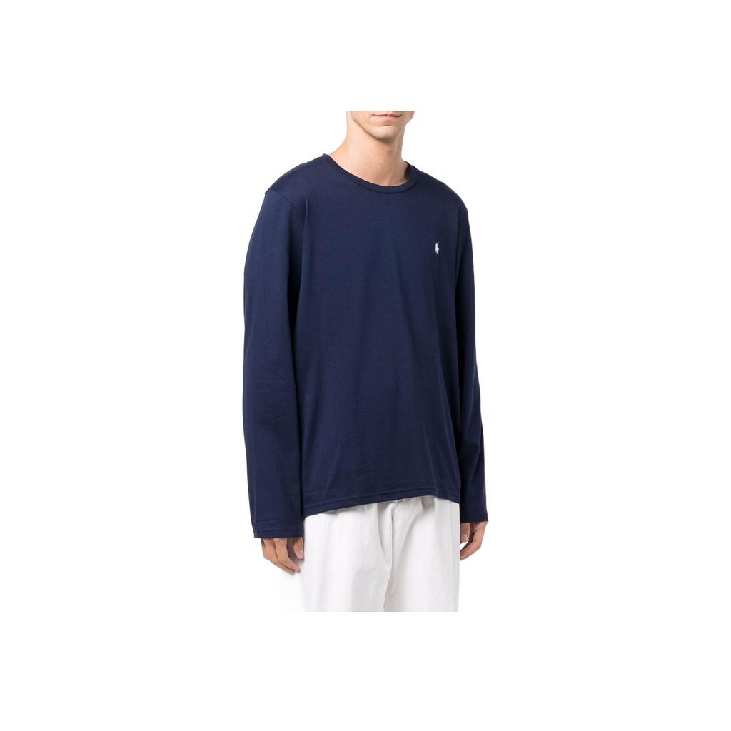 Polo Ralph Lauren Solid Logo Embroidered Crew Neck Pullover Long Sleeve T-Shirt Men Tops Dark-Blue 714844759-002