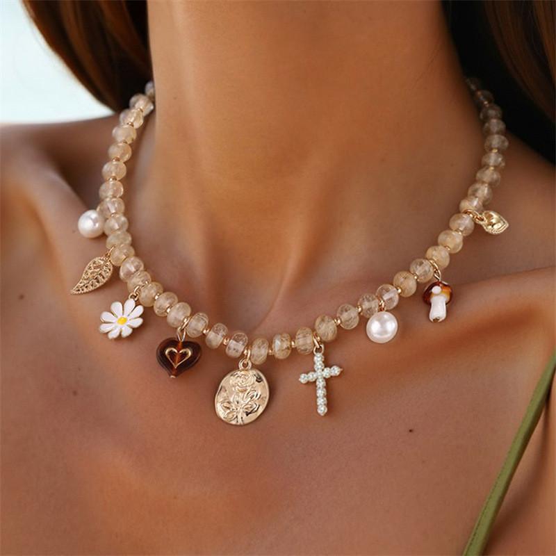 Bohemian Style Necklace With Heart Pendant And Geometric Zinc Alloy For Women