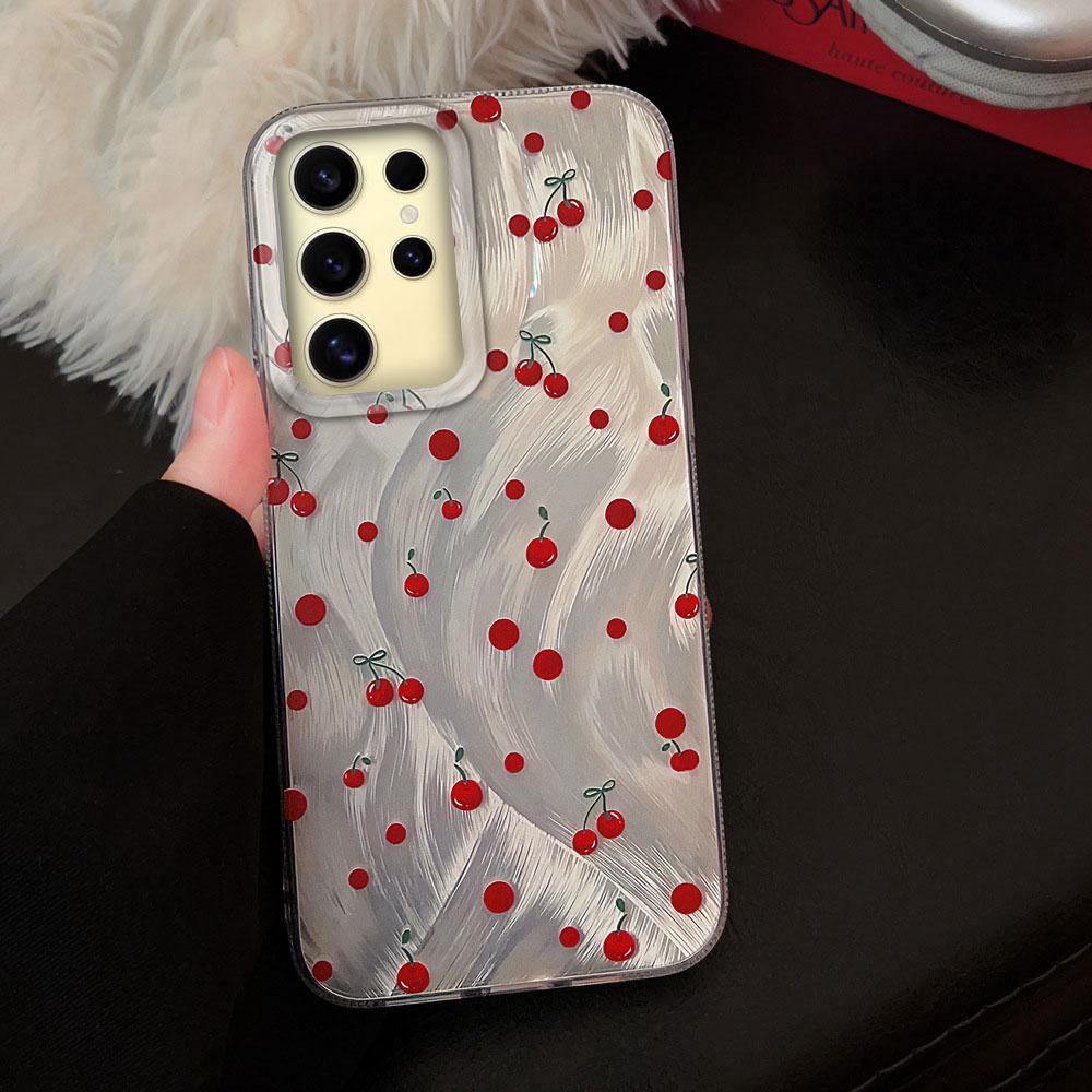 Summer Sweet Red Circular Dot Cherry Phone Case for Samsung Galaxy S25 S24 S23 S22 S21 FE Plus Ultra Shell Silicone Back Cover