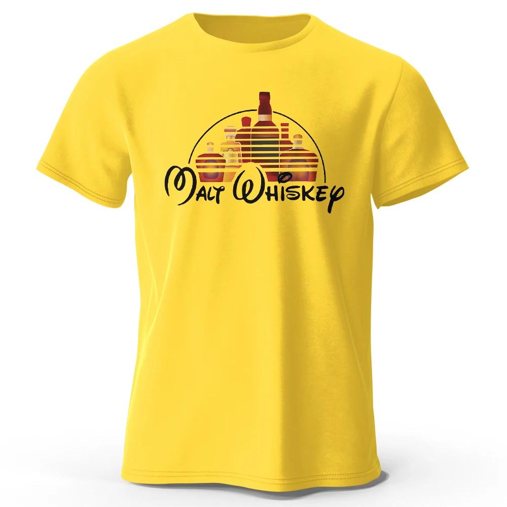 Summer men's malt whisky pattern printed T-shirt, 100% pure cotton fashionable streetwear top