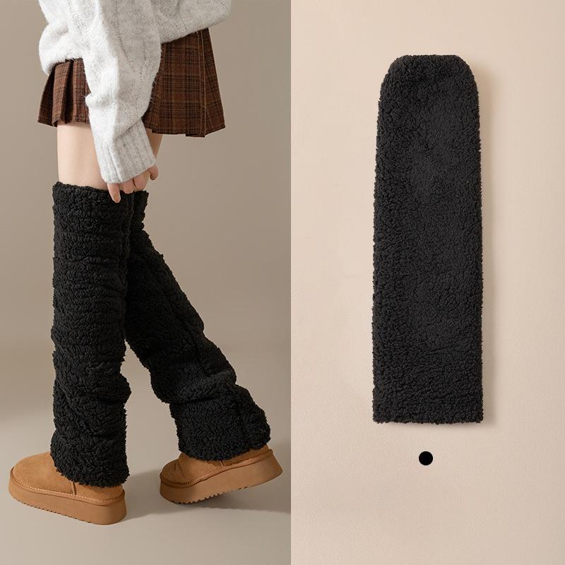 Winter Thicken Warm Coral Fleece Leg Warmer Windproof Knee Protection Socks Velvet Plush Foot Cover Thermal Stockings Boot Cuffs