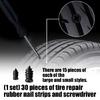 30Pcs Tire Repair Rubber Nails With Screwdriver For Fast Car Motorcycle Flat Tire Fix On The Go Vacuum Tire Repair Kit