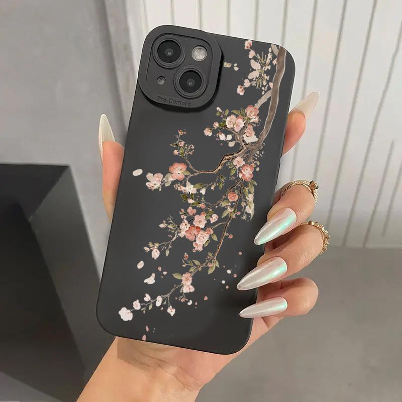 Stylish Cute Spring Flower Phone Case For iPhone 17 16 15 14 13 12 11 Pro Max 16E 7 8 Pus XR XS X Shockproof Silicone Soft Cover