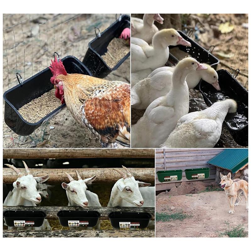 

AEE2-2Pack Duck Feeder Fence Hanging Feed Trough Goose Turkey Trough With Clips чёрный