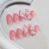 Nail Patch Removable Nail Simple French Flower Fake Nail Wearing Nail Patch Diamond 24 pieces