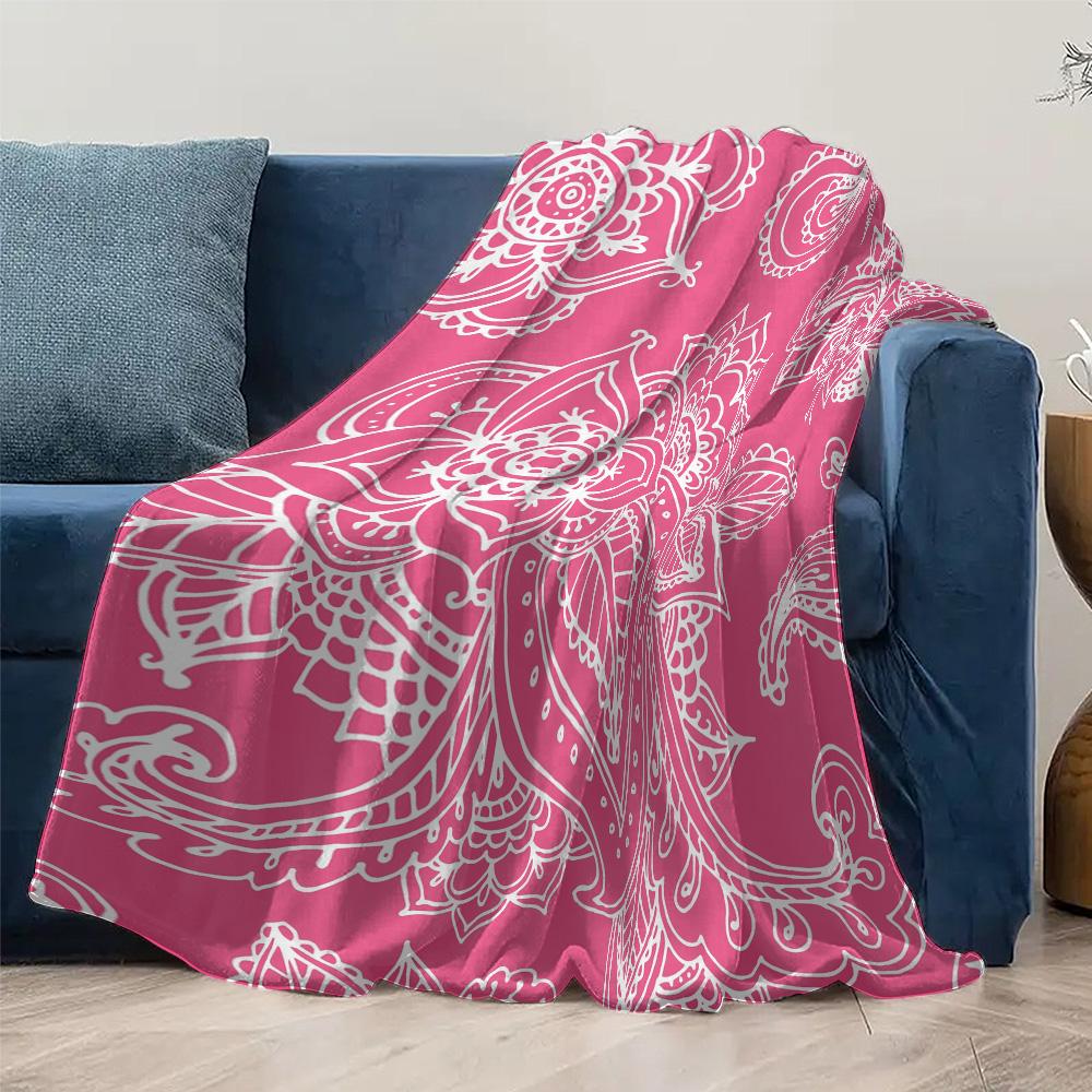 Vibrant Paisley Pattern Blanket Throw Soft Fleece Bed Sofa Decorative Throw Blanket for Home Living Room Bedroom