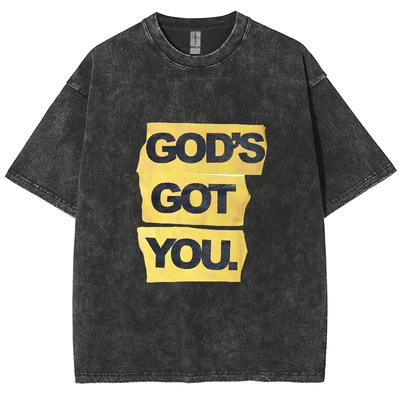 Gott hat dich bedrucktes reines Baumwoll-Damen-Wasch-T-Shirt locker Rundhals mittellangärmlig Modedesign Unisex-Oberteil