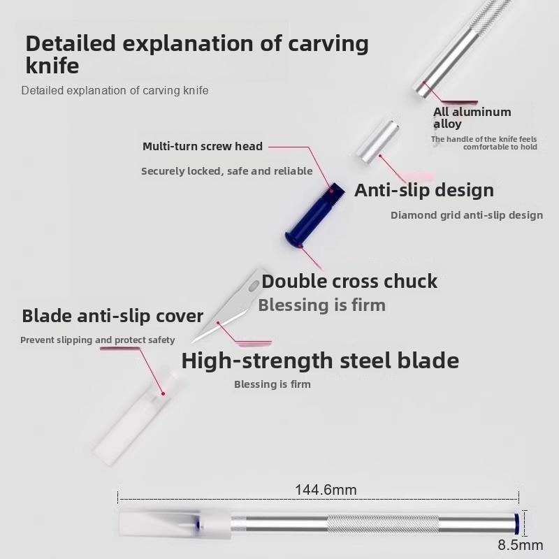 Aluminum Alloy Carving Knife Tool Set Sharp Metal Sculpture Engraving Scalpel Blades for Wood Leather Craft DIY Artisan Hobbyist