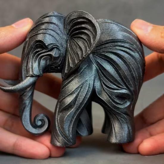 3D Printed Elephant Figurine, One-Piece Molding, Cute Simulated Elephant Model, Desktop Ornament for Home, Bookshelf Decoration