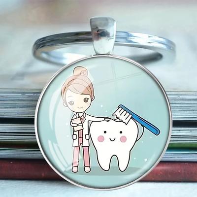 Beach Time Gemstone Keychain Metal Keyring Car Bag Pendant
