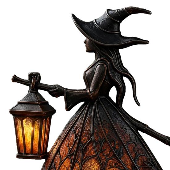 Saisonale Tischdekoration Halloween Hexe Lampe, Gotisch mit Laterne Licht, Gruselige Nacht für Feiertagsparty Tischplatte