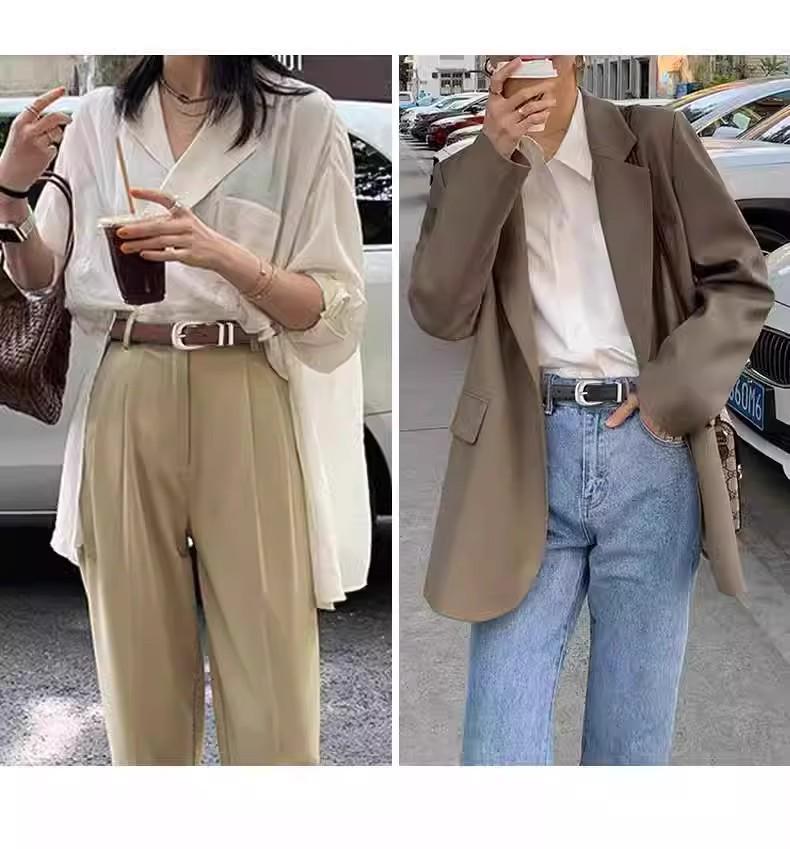 Women's Genuine Leather Cross-Border Waistband: Simple, Versatile, Pure Cowhide Belt for Summer, Black Jeans Style