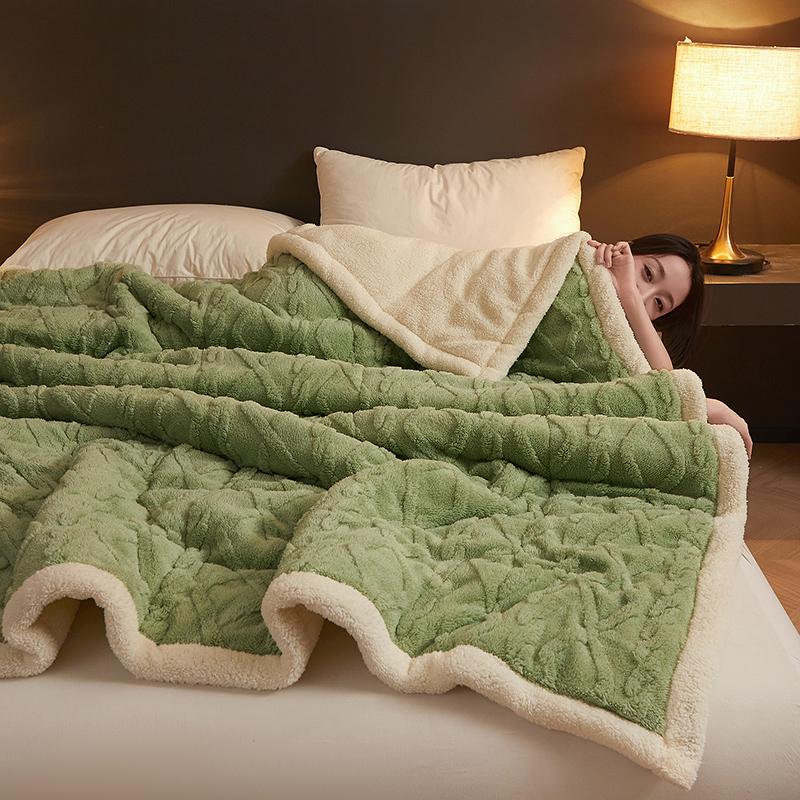 Thick Warm Taffeta Fleece Winter Blanket for Bed Geometric Pattern Soft Sofa Throw Blankets Queen Size Plush Bedroom Bedspread