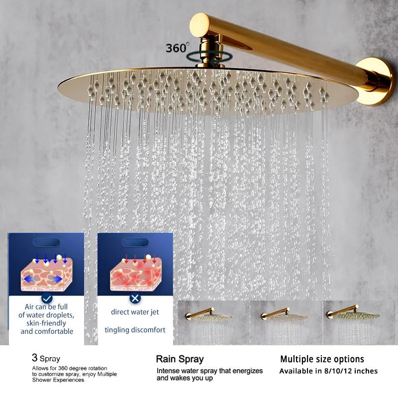 Bathroom Shower Faucet Set Bathroom Mixer Tap Bathtub With Brass Rainfall Headshower Handshower Hot Cold Spout 3 Way Diverter