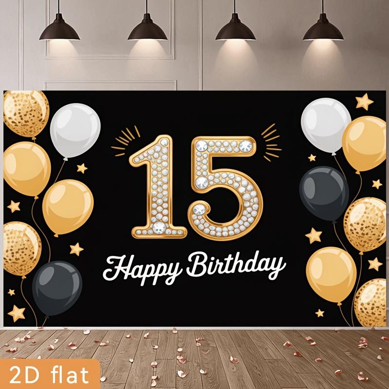 Birthday Party Backdrop Gold Black Polyester Banner Photo Booth Decoration 50