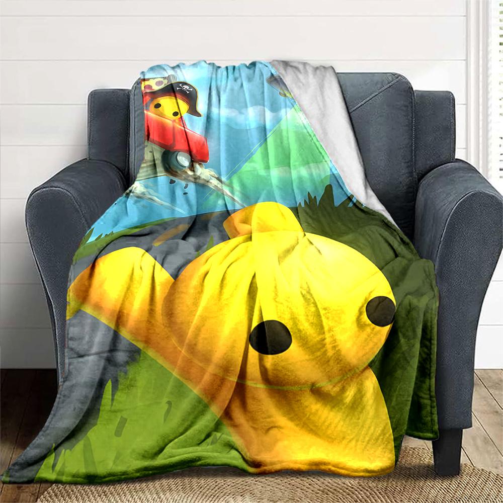Cute Alien Abduction Adventure Flannel Blanket Super Soft Warm Cozy Blanket for Sofa Bed Office Travel All‑Season Home Decor Gift