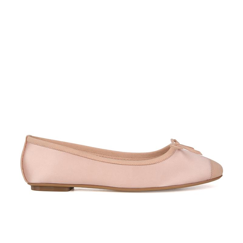 [] Two heights~ lambskin square head bow thick heel ballet shoes women's single shoes