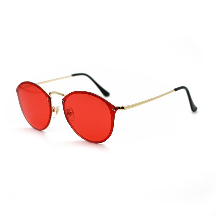 Women S Rimless Glasses Fashion Show Face Small Round Frame Sunglasses Men S Yellow Lenses Sunglasses