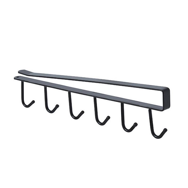 Kitchen Accessories Shelf Storage Hooks Clothes Hanging Rack Wardrobe Kitchen Organizer Cup Holder Glass Mug Holder 6 Hooks#w