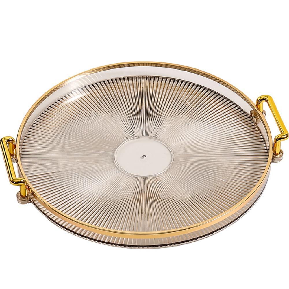 Gold Tea Cup Storage Plate with Handles Fruit Tray New Round Storage Tray  Living Room