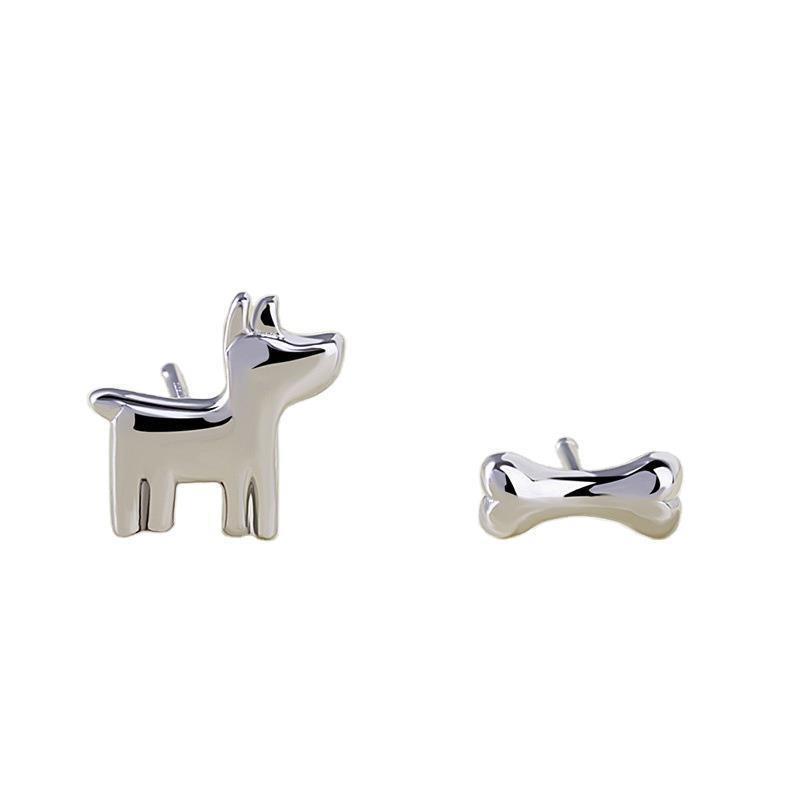 Asymmetric Dog Bone Shape Stud Earrings Cute Fashion Jewelry For Women