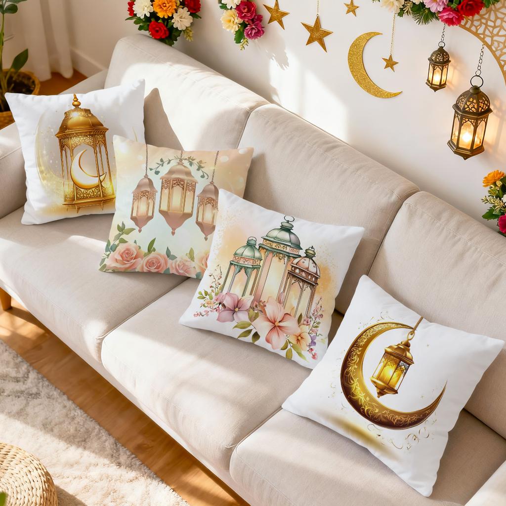 Golden Ramadan Theme Cushions Pillowcase Polyester Cushion Cover Throw Pillow Pillowcover Home Car Sofa Decor