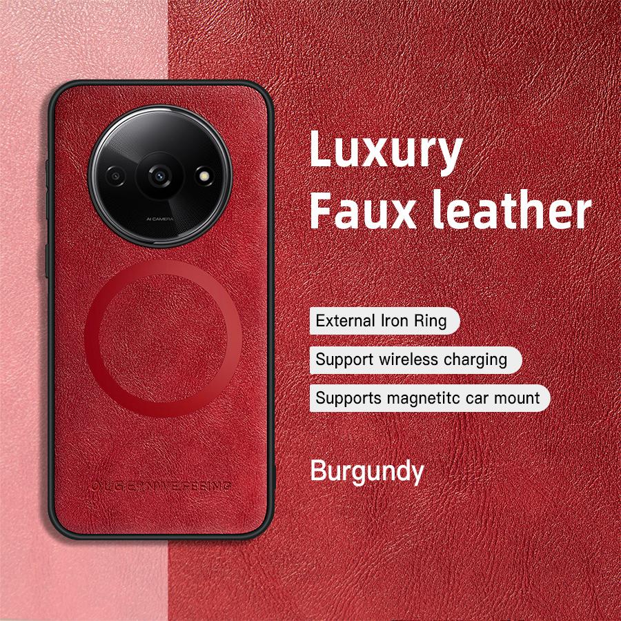 For POCO C61 PU Leather Magnetic Ring Soft Edge Anti-Drop Anti-Fingerprint Phone Case