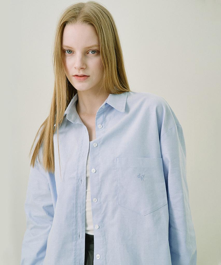 DEHEVE Oxford Logo Embroidered Shirt [Blue]