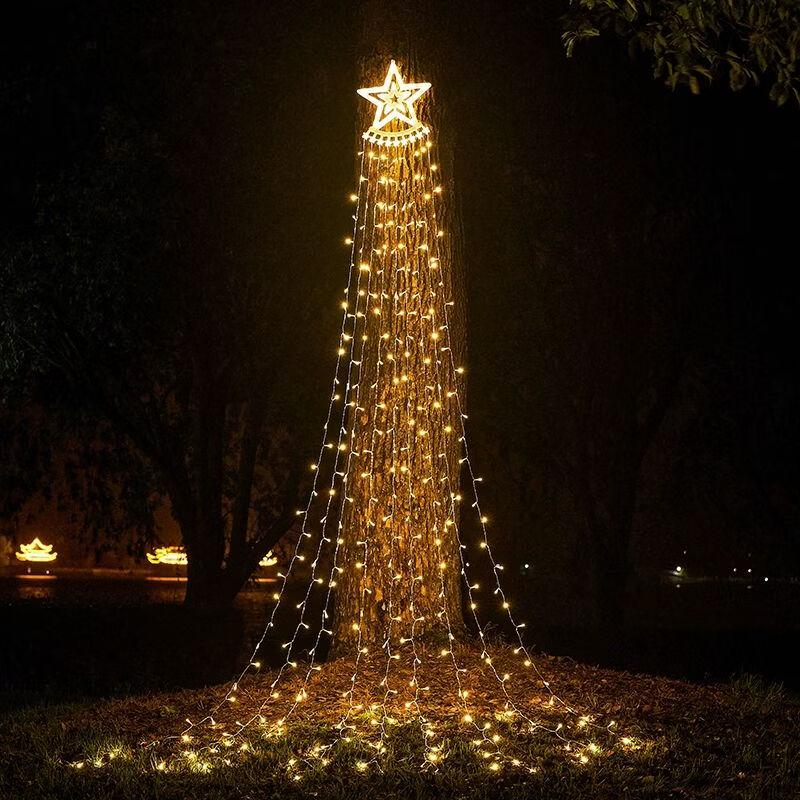 Outdoor Solar Star Waterfall String Lights