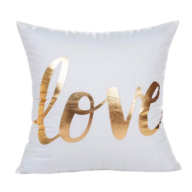 Golden Love Leaves Bronzing Cushion Decorative Pillow Black And White Velvet Pillowcase Home Decor Sofa Throw Pillows 17*17Inch