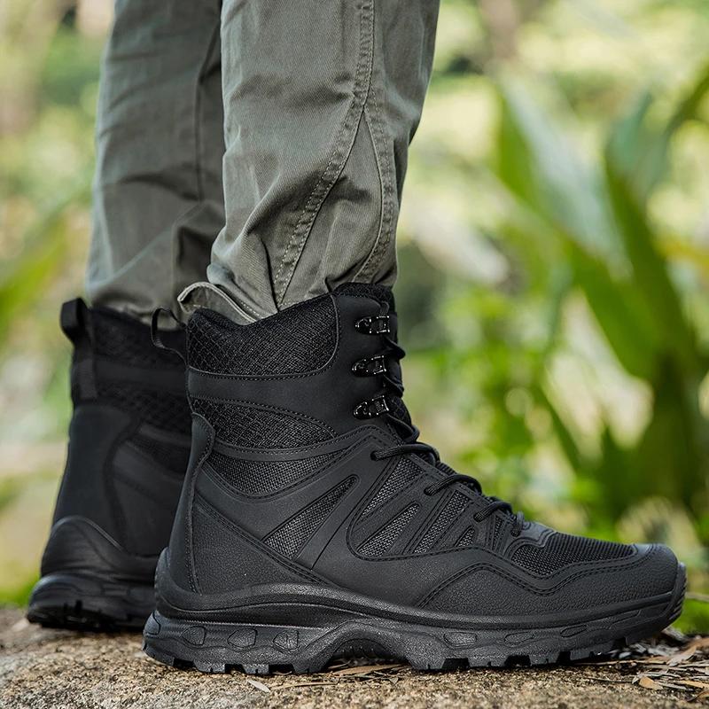 New Trendy Camouflage Hiking Boots for Men Platform Waterproof Trekking Boots Non-slip Outdoor Boots Men Big Size 47