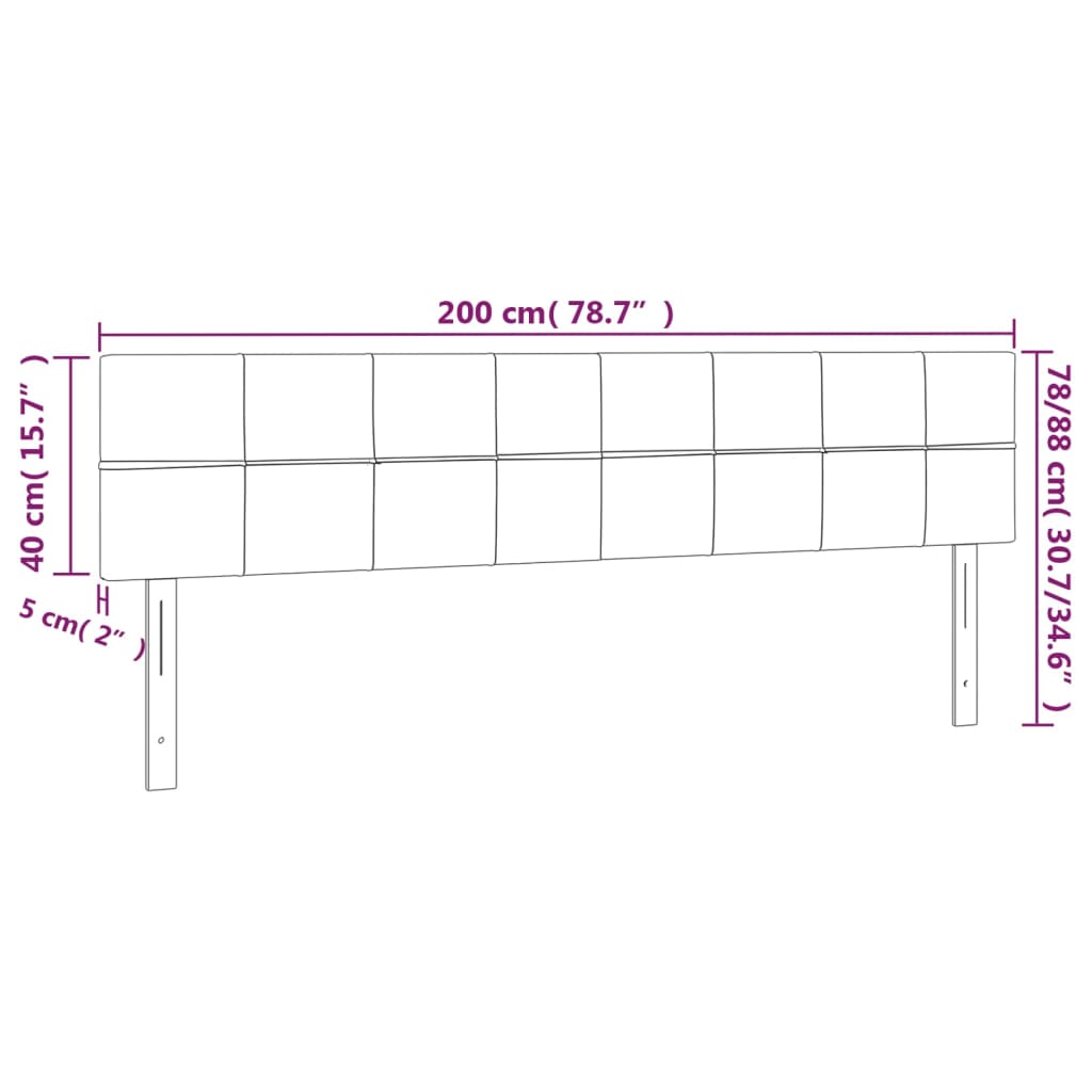 Vidaxl Bed Headboards, 2 Pcs, Black, 100X5X78/88 Cm, Fabric