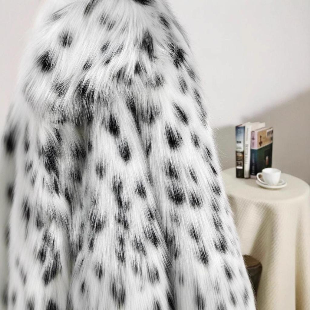 Ekologiczne Cętkowane Sztuczne Futro Lisie - Damskie Krótkie Ciepłe Zimowe Moda 2025