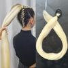 Synthetic Fiber Wig with Purple Ponytail Braid and Elastic Hair Tie