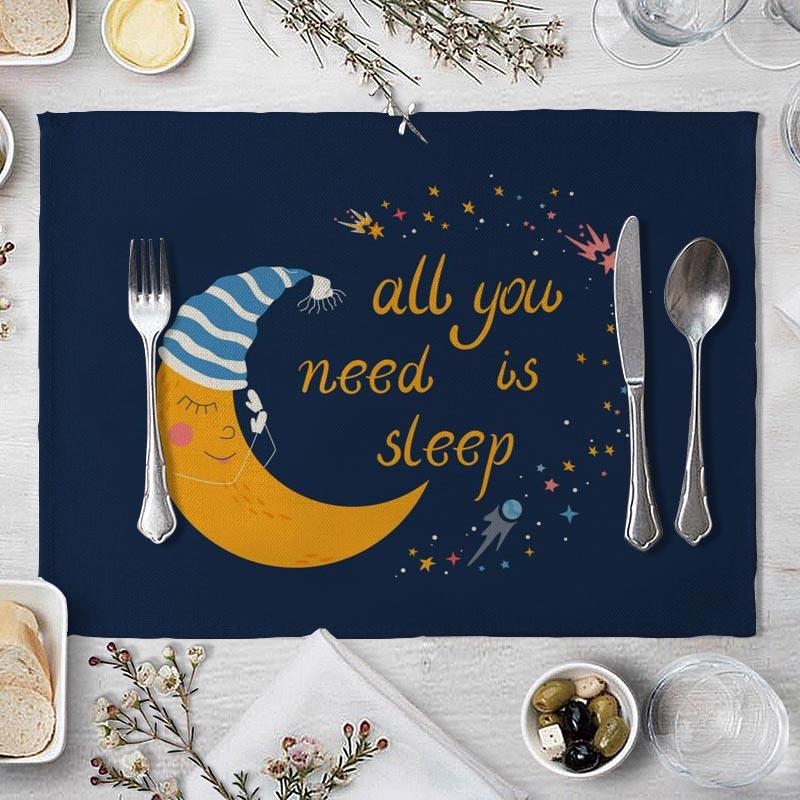 Cotton Linen Fabric Table Mats Children's Cute Animal Style Pattern 01 Placemat Family Dinner Tableware Kitchen Table Mat